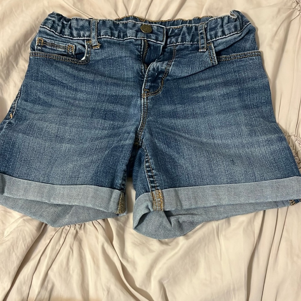 kids dark denim rolled shorts